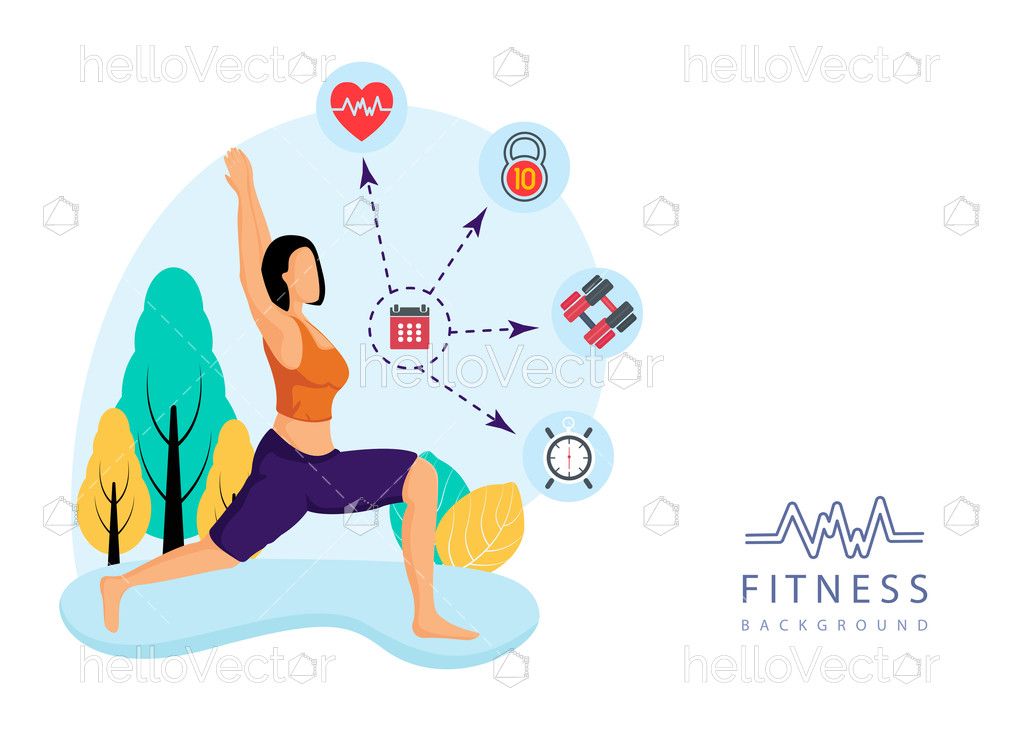 Girls doing exercises, Health and fitness concept graphic - Download  Graphics & Vectors