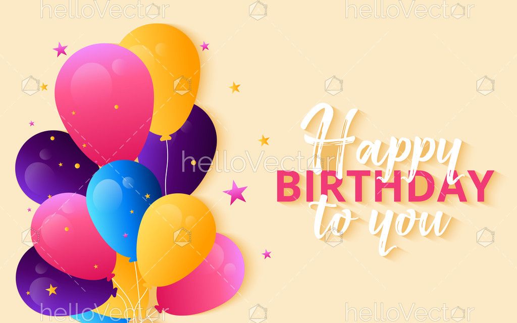 Birthday background with colorful balloons and typography - Vector ...