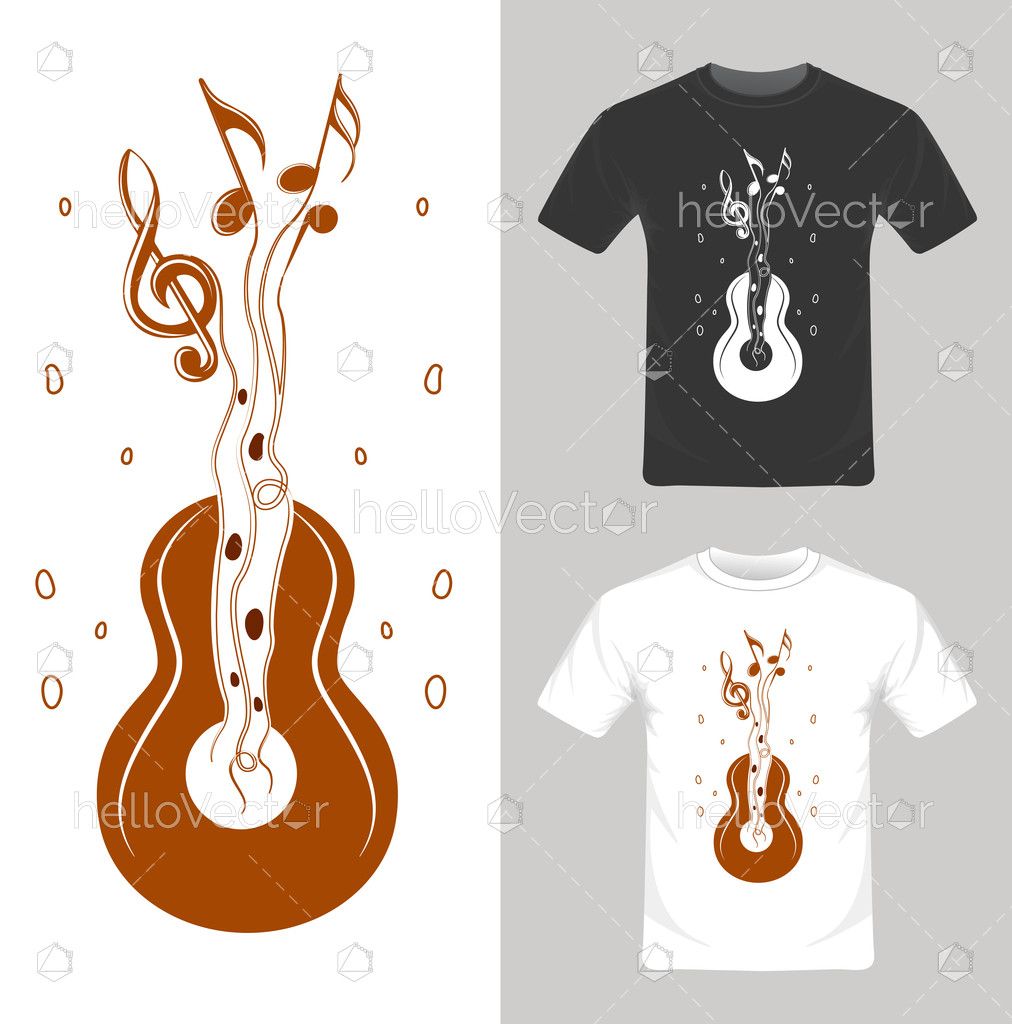 T-shirt graphic design. Music guitar vector illustration - Download ...