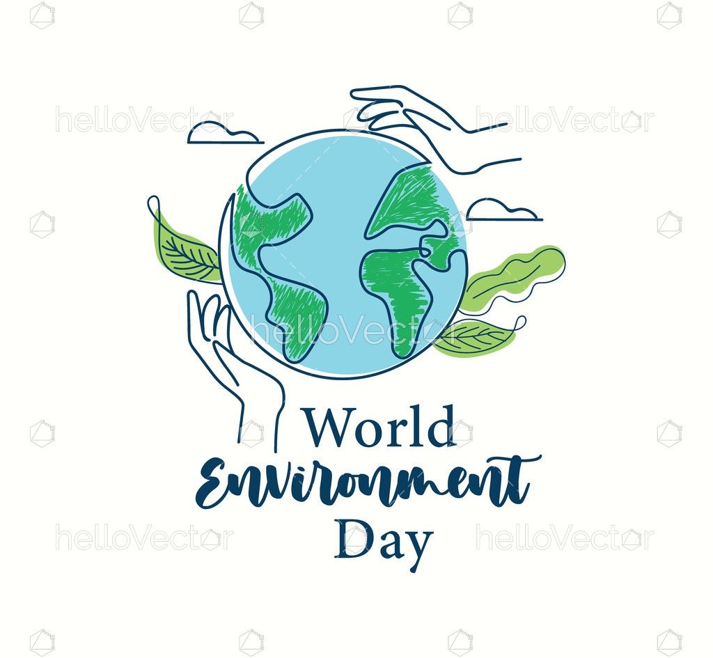 Greeting Card With Earth Planet With Growing Leaves World Environment Day  Hand Drawn Doodle Sketch Style Vector Illustration Stock Illustration -  Download Image Now - iStock