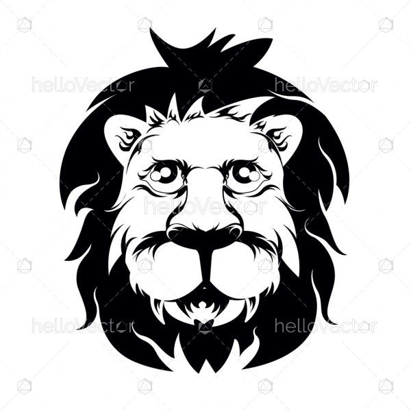 Lion face black and white - Vector Illustration