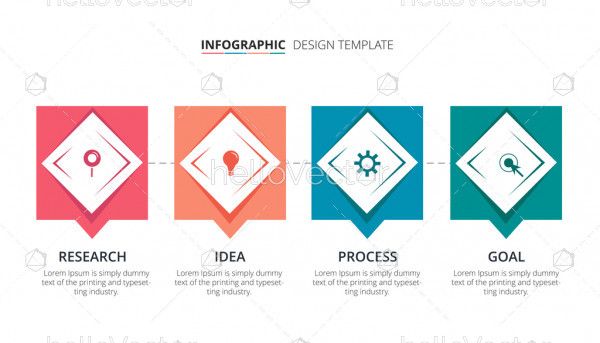 Process infographic template design with 4 steps - Vector Illustration