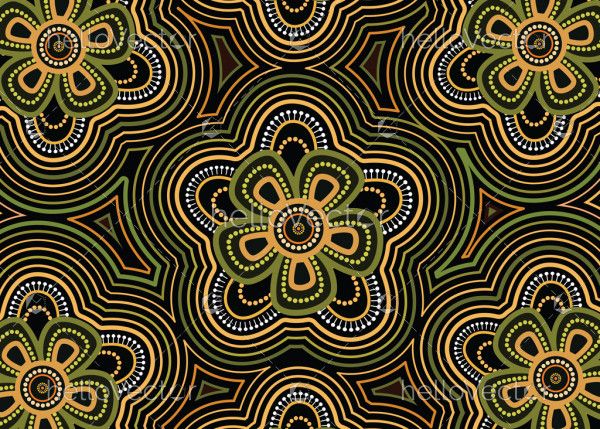 Aboriginal dot art vector seamless flower pattern background. 