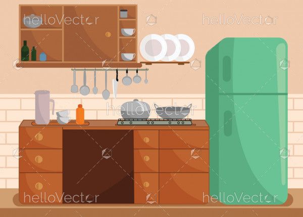 Kitchen interior vector illustration 