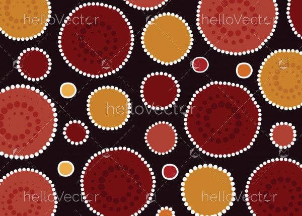 Aboriginal dot art vector circle pattern background