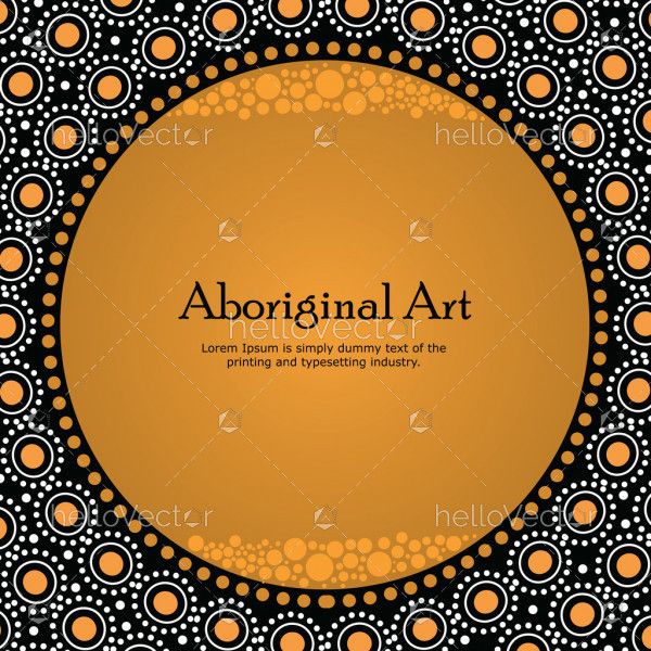 Aboriginal art vector banner with text. 