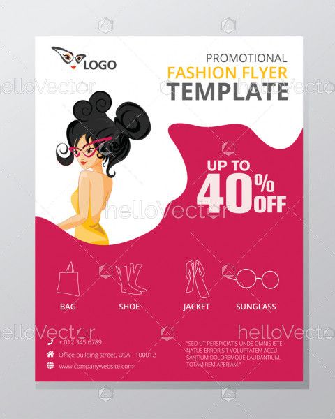 Fashion and shopping flyer template vector design with graphics.