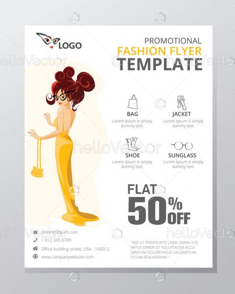 Fashion and shopping flyer template vector design with graphics.