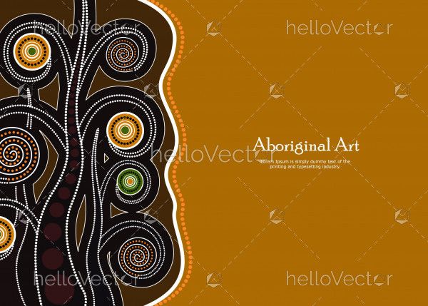 Aboriginal tree, Aboriginal art vector banner with text.