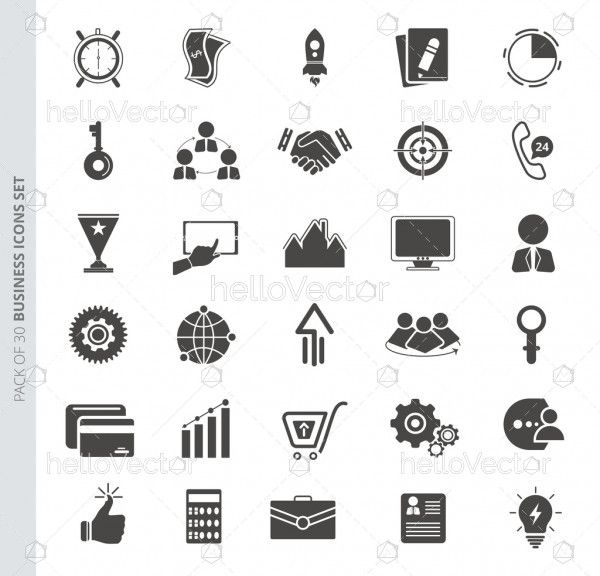 Business icons set in trendy flat style isolated on white background.