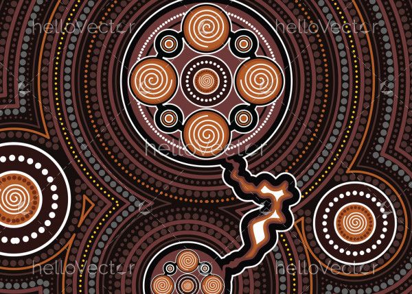 Aboriginal dot art vector painting. Connection concept