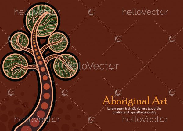 Aboriginal tree, Aboriginal art vector banner with text.