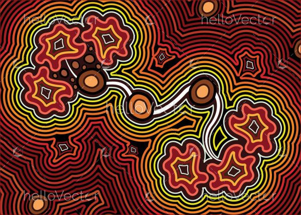 Illustration based on aboriginal style of background. Connection concept