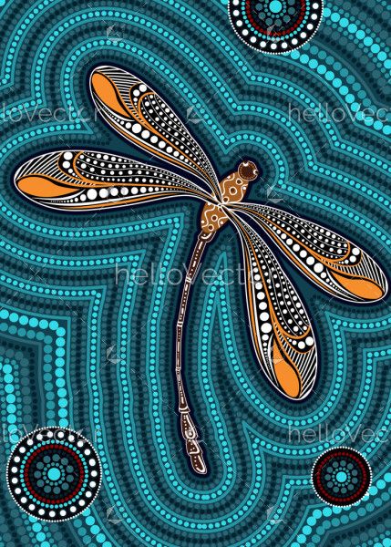 Dragonfly aboriginal art vector background