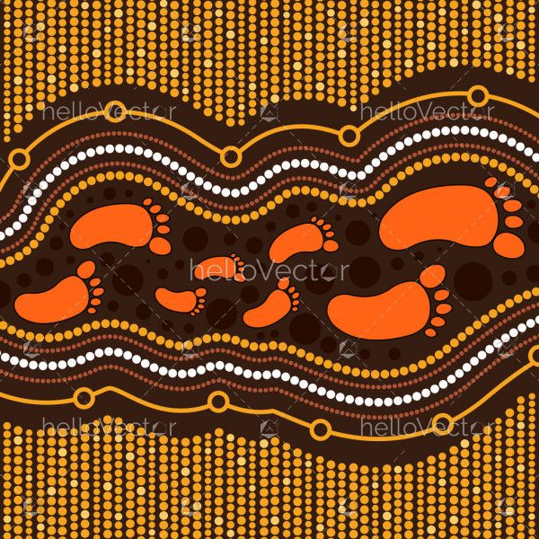 Illustration based on aboriginal style of dot background. Family concept