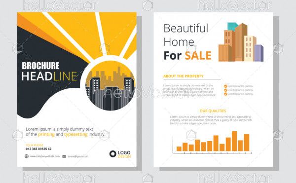 Brochure design vector template. Real estate concept