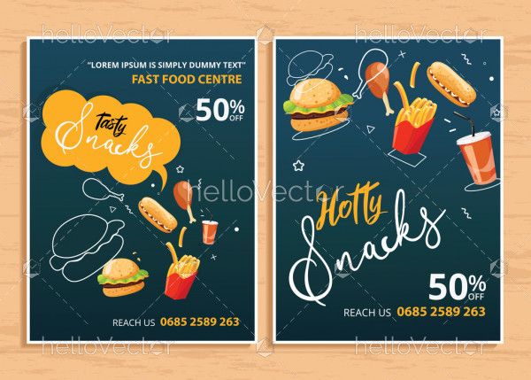 Restaurant flyer templates vector design with graphics and text.