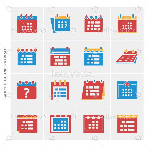 Calendar flat icons set for website and mobile app.