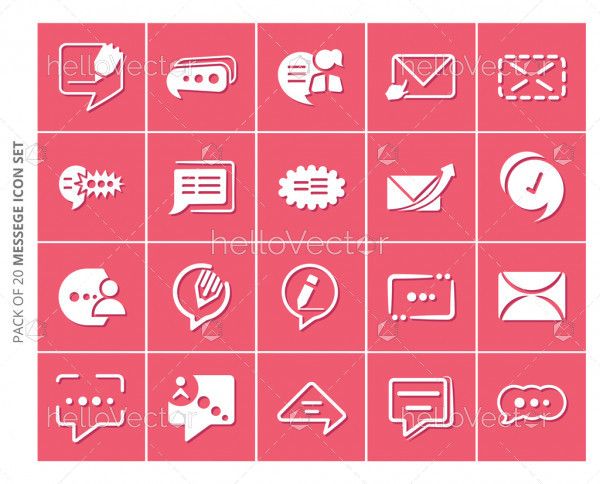 Chat flat icons set for website and mobile app.