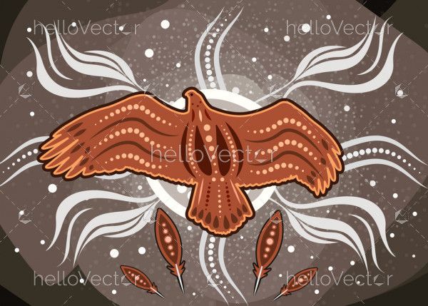 Aboriginal dot art vector painting with eagle