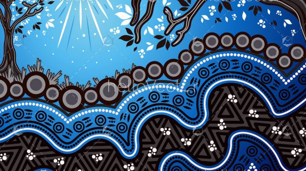 Aboriginal dot art vector background, Nature concept