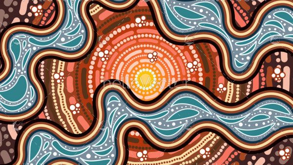 Illustration based on aboriginal style of dot background.