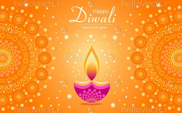 Happy Diwali vector decorative background.