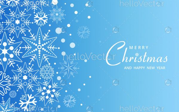 Christmas blue festive background with different decorations