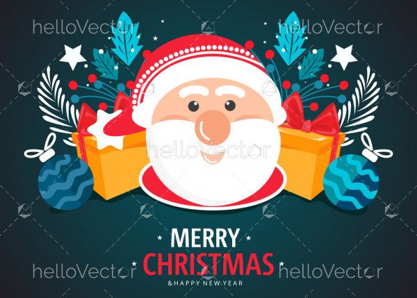 Christmas vector background with happy santa claus