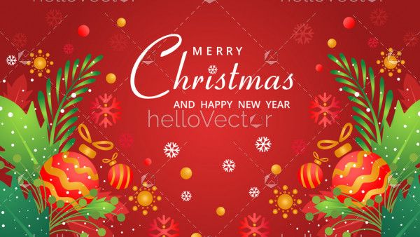 Christmas red festive background with different decorations