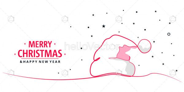 line Santa hat Christmas vector background