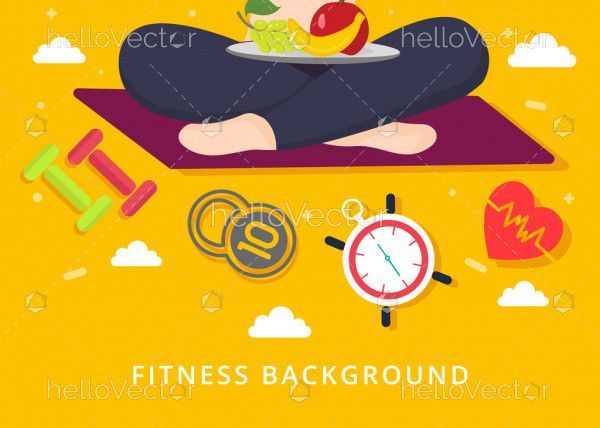 Fitness and diet concept vector background.