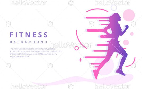 Abstract silhouette of girl runner - Vector illustration