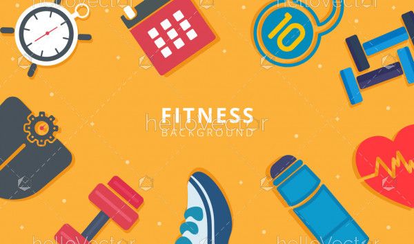 Fitness background with equipment - Vector illustration