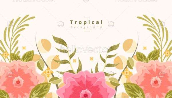 Abstract vector floral leaves and flowers background