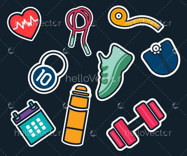 Fitness background with icons - Vector illustration