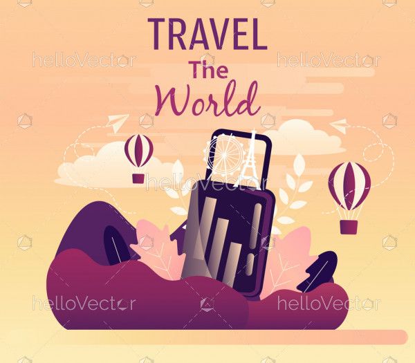 Travel and Tourism flat design - Vector Illustration