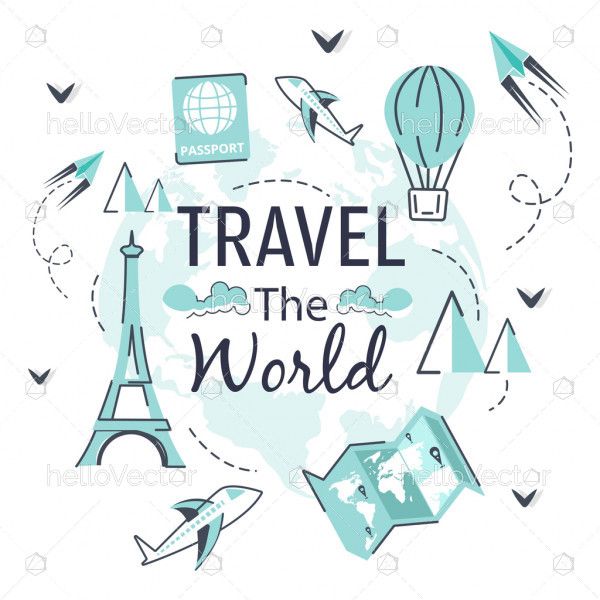 Travel and Tourism banner with icons - Vector Illustration