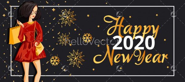 Happy new year 2020 greeting card