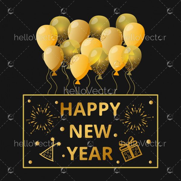 New year 2020 vector wallpaper with balloon