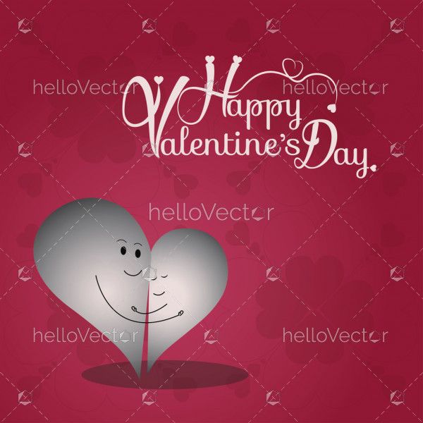Valentine's day background with two love heart character - Vector illustration