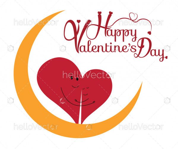 Valentine's day background with two love heart character. Vector illustration