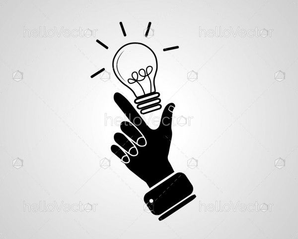 Idea concept with hand. Vector illustration