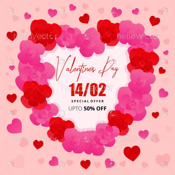Valentine's day sale banner template - Vector illustration