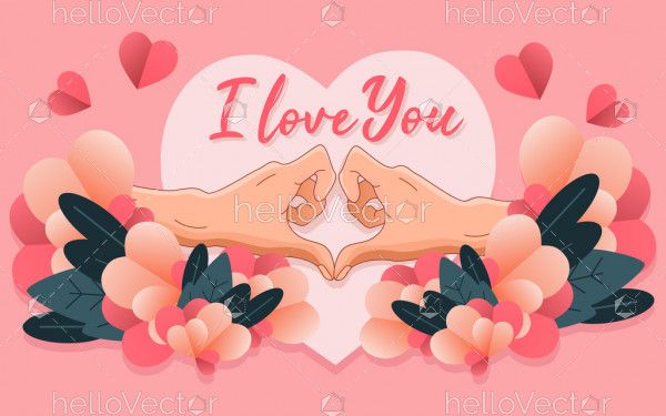Love background with typography - Vector illustration