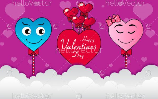 Cute couple cartoon, Valentine's day graphic design - Vector illustration