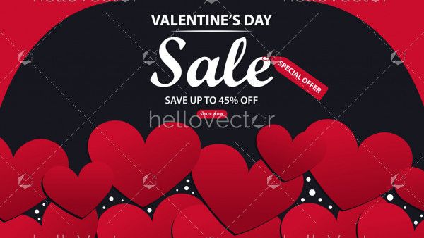 Valentine's day sale banner background - Vector Illustration