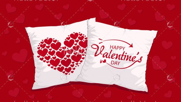 Cushions with Valentine's typography and design - Vector Illustration