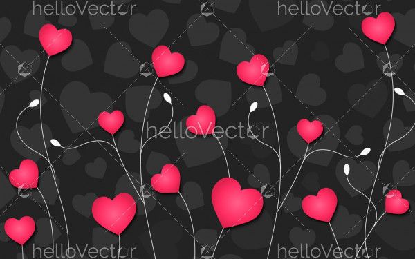 Hearts floral seamless pattern, love background - Vector illustration