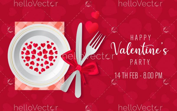 Valentine's party, background with typography - Vector Illustration